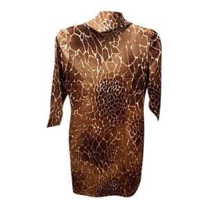 Brown Giraffe Print Midi Dress